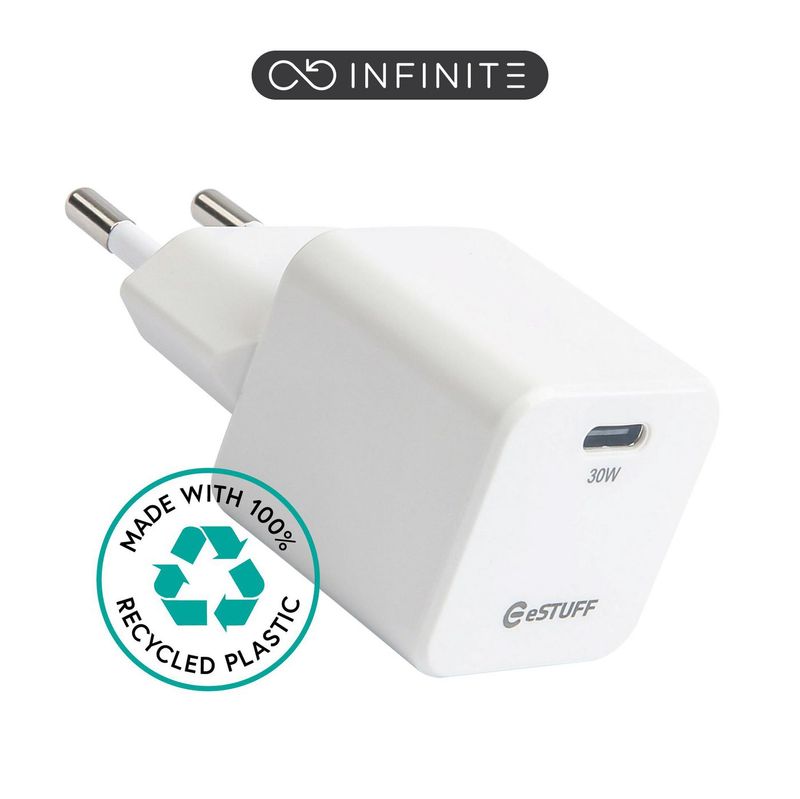 eSTUFF-ES637027-Caricabatterie-per-dispositivi-mobili-Smartphone-Bianco-AC-Ricarica-rapida-Interno--INFINITE-USB-C-Charg