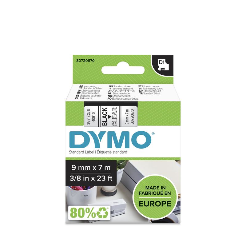 DYMO-D1---Standard-Etichette---Nero-su-trasparente---9mm-x-7m