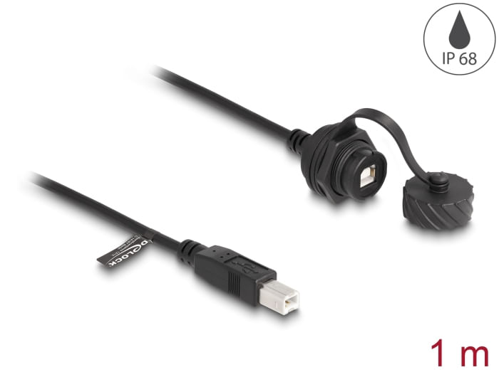 Cavo-Delock-USB-2.0-Tipo-B-maschio-a-USB-2.0-Tipo-B-femmina-per-installazione-con-tappo-a-baionetta-IP68-resistente-alla