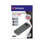 Verbatim 53656 unit  esterna a stato solido 512 GB Grigio (Verbatim Executive Fingerprint Secure SSD USB3.2Gen 512GB Gy)