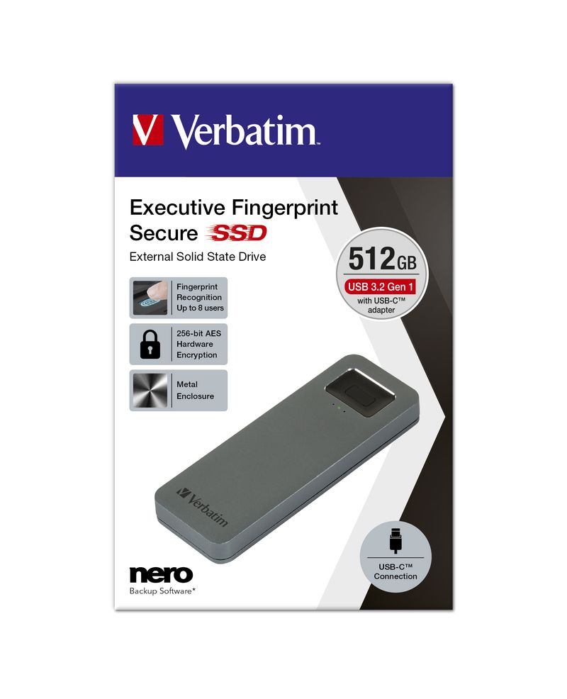 Verbatim-53656-unit--esterna-a-stato-solido-512-GB-Grigio--Verbatim-Executive-Fingerprint-Secure-SSD-USB3.2Gen-512GB-Gy-