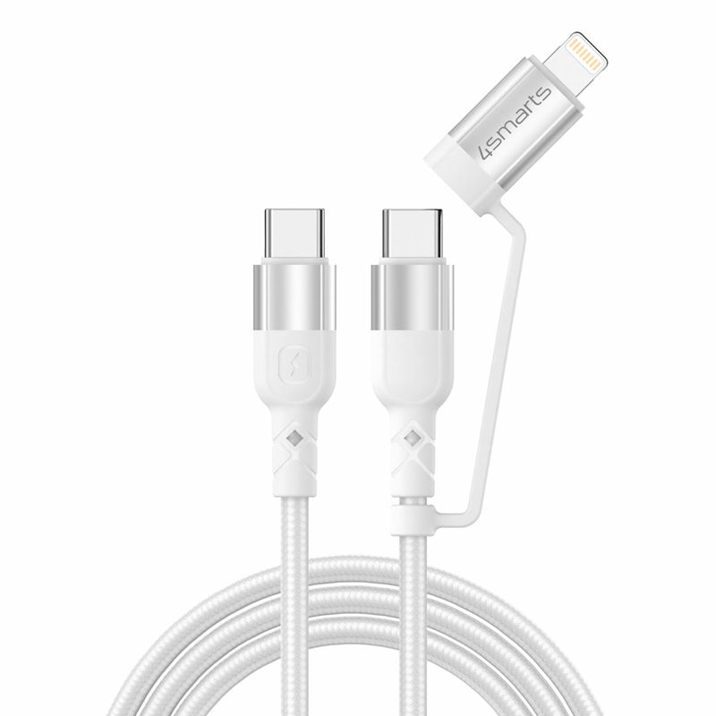 Cavo-USB-C-C-Lightning-4smarts-ComboCord-CL-15-m-tessuto---bianco