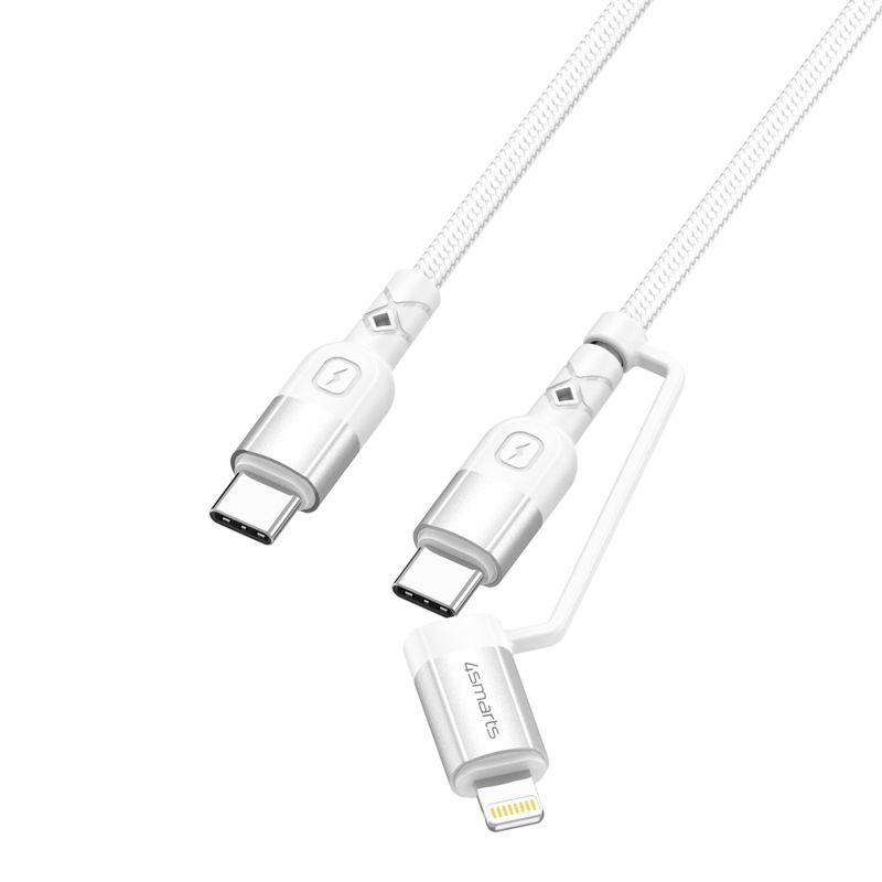 Cavo-USB-C-C-Lightning-4smarts-ComboCord-CL-15-m-tessuto---bianco