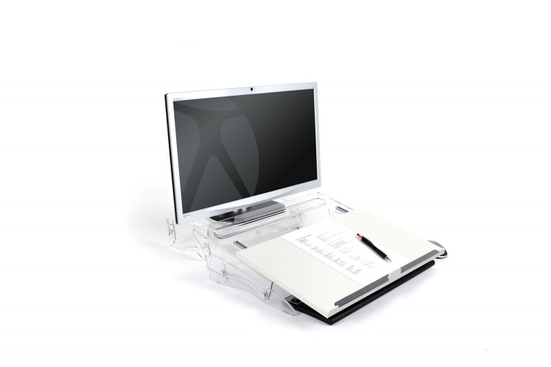 BakkerElkhuizen-FlexDesk-630N-porta-documenti-Acrilico-Plastica-Gomma-Acciaio-Trasparente-Bianco