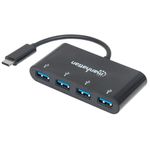 Manhattan 162746 hub di interfaccia USB 3.2 Gen 1 3.1 Gen 1 Type-C 5000 Mbit/s Nero (USB-C Dock/Hub Ports x4 USB-A x4 5