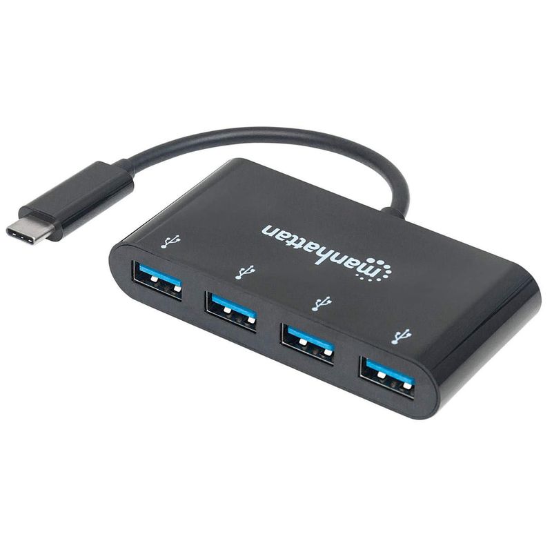 Manhattan-162746-hub-di-interfaccia-USB-3.2-Gen-1-3.1-Gen-1-Type-C-5000-Mbit-s-Nero--USB-C-Dock-Hub-Ports-x4-USB-A-x4-5-