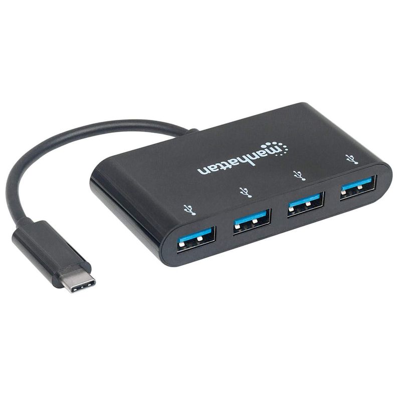 Manhattan-162746-hub-di-interfaccia-USB-3.2-Gen-1-3.1-Gen-1-Type-C-5000-Mbit-s-Nero--USB-C-Dock-Hub-Ports-x4-USB-A-x4-5-