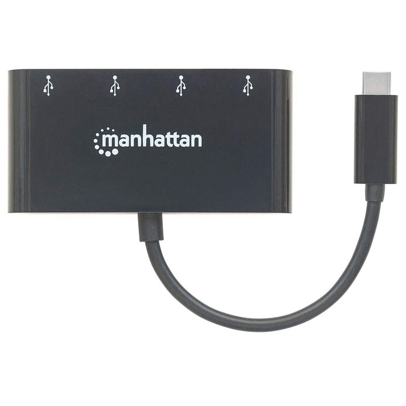 Manhattan-162746-hub-di-interfaccia-USB-3.2-Gen-1-3.1-Gen-1-Type-C-5000-Mbit-s-Nero--USB-C-Dock-Hub-Ports-x4-USB-A-x4-5-