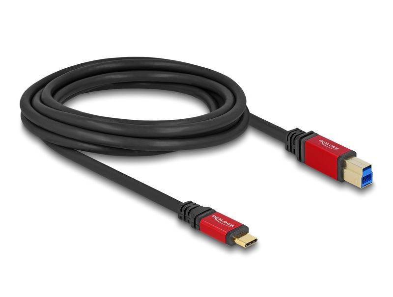 Delock-Cavo-USB-5-Gbps-USB-Type-C-maschio-a-USB-Type-B-maschio-da-3-m-rosso-in-metallo