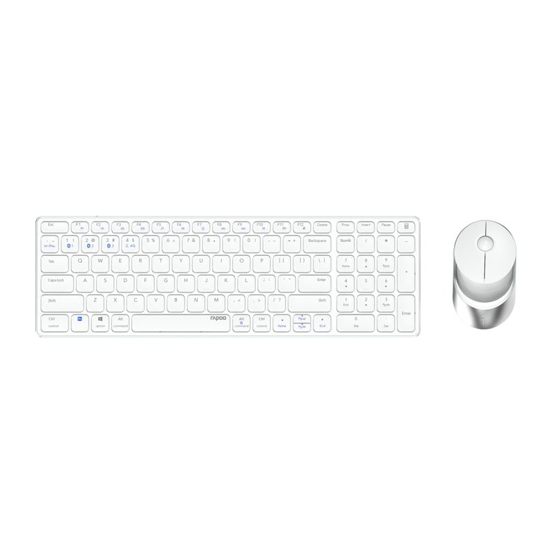 Rapoo-9750M-tastiera-Mouse-incluso-RF-senza-fili--Bluetooth-QWERTZ-Tedesco-Bianco