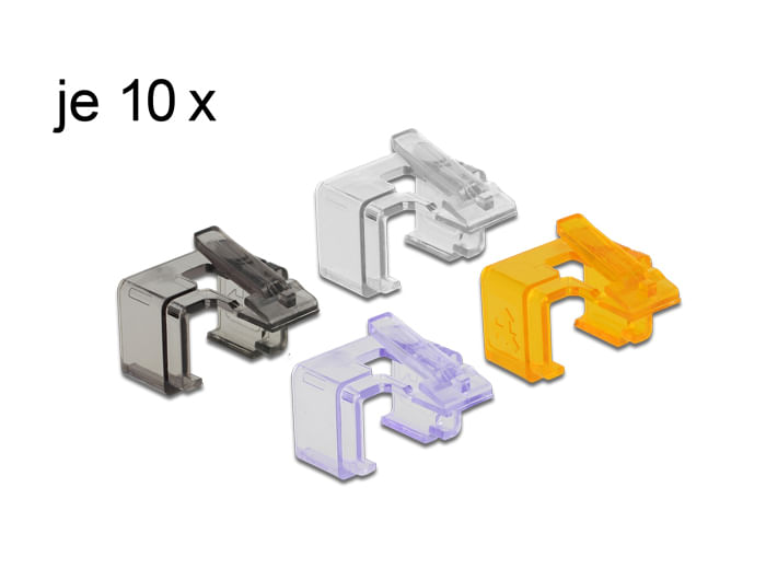 Delock-Clip-di-riparazione-RJ45-set-da-40-pezzi-2--trasparente-nero-viola-arancione-