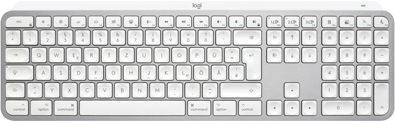 Logitech-MX-Keys-S-for-Mac-tastiera-Ufficio-RF-senza-fili--Bluetooth-QWERTZ-Tedesco-Alluminio-Bianco