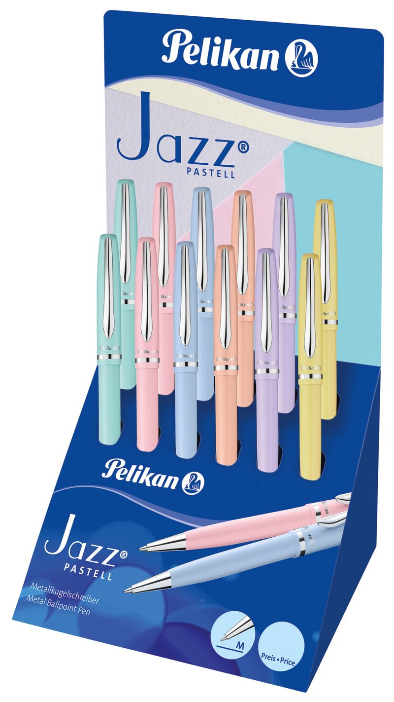 Pelikan-Display-12-penne-Jazz--Pastello----Punta-fine---Inchiostro-di-qualit----Colori-pastello