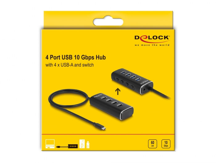 Delock-Hub-USB-10-Gbps-a-4-porte-con-connessione-USB-Type-C-cavo-da-60-cm-e-switch-per-ciascuna-porta