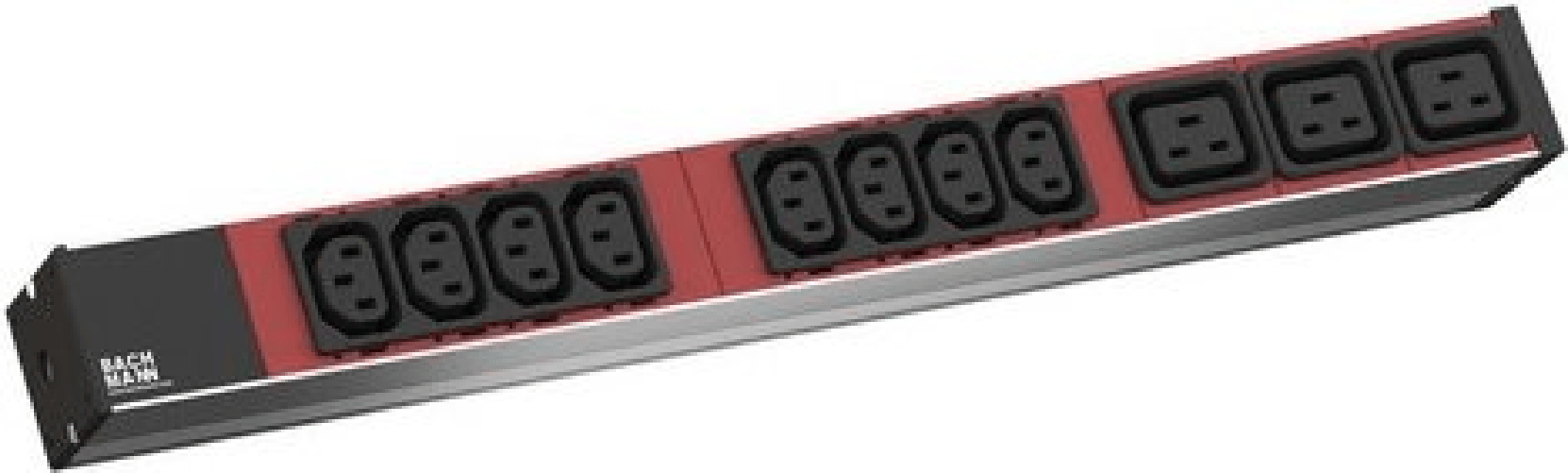 Bachmann 19" 1HE Steckodsenleiste  8x IEC320 C13 rot  3x IEC320 C19 rot  20m  H05VV