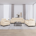 vidaXL Set Divani 3 pz con Cuscini Beige in Tessuto Microfibra