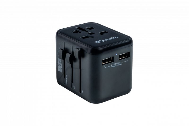 Verbatim-49543-Caricabatterie-per-dispositivi-mobili-Nero--VERBATIM-Universal-Travel-Adapter-UTA-01-with-2xUSB-Charger-