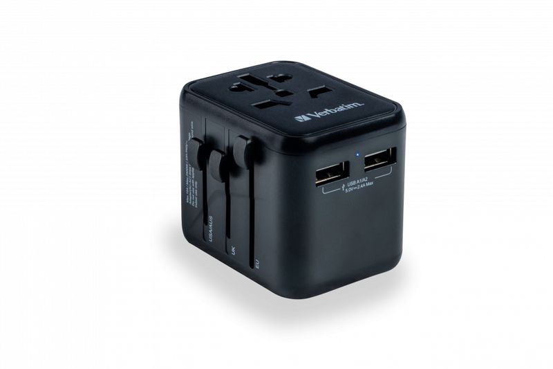 Verbatim-49543-Caricabatterie-per-dispositivi-mobili-Nero--VERBATIM-Universal-Travel-Adapter-UTA-01-with-2xUSB-Charger-