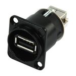 Neutrik NAUSB-B adattatore per inversione del genere dei cavi USB A (F) USB B (M) Nero, Argento