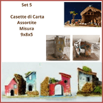 Casette presepe artigianale set 5 casa antico cartapesta decorazioni di natale addobbi natalizi vintage carta  creazioni fai da te