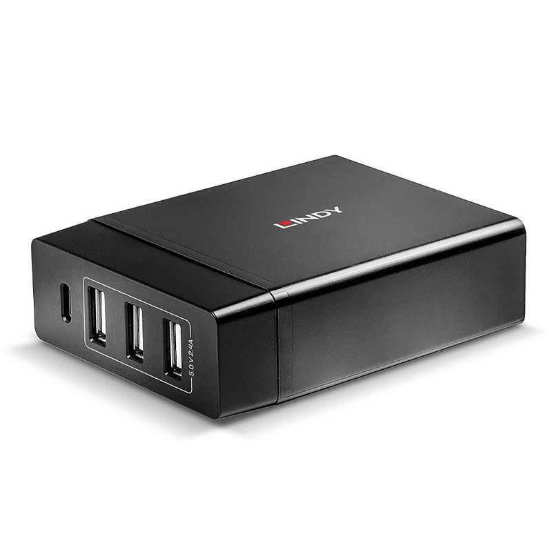 Lindy-73329-Caricabatterie-per-dispositivi-mobili-Universale-Nero-AC-Interno--Usb-Type-C---3X-Usb-Type-A---72W-Pd-Charge