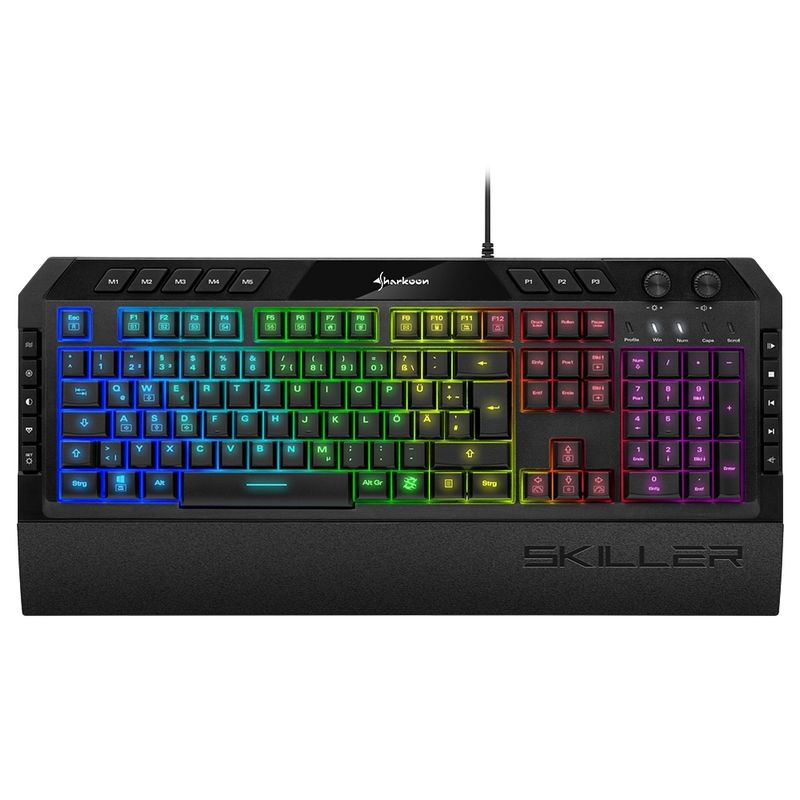 SHARKOON-SKILLER-SGK5-Tastiera-da-gioco-a-cupola-in-gomma--USB-tedesco-illuminazione-RGB-rollover-n-key-