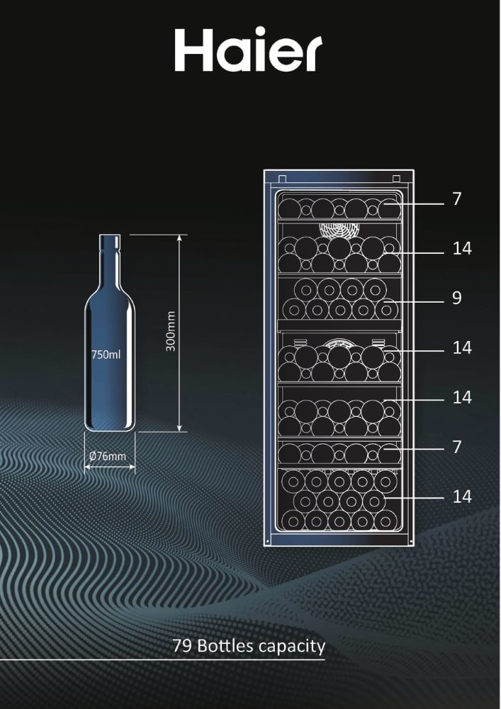 Haier-Wine-Bank-50-Serie-5-HWS79GDG-Cantinetta-vino-con-compressore-Libera-installazione-Nero-79-bottiglia-bottiglie