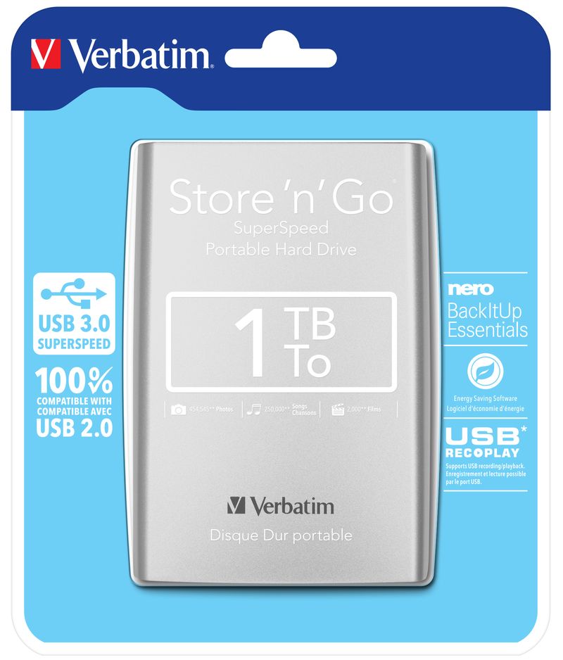 VERBATIM-DD-EXTERNE-1TB-USB3-ARGENT