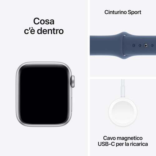 Apple-Watch-SE-GPS-40mm-Cassa-in-Alluminio-Color-Argento-con-Denim-Sport-Band---M-L