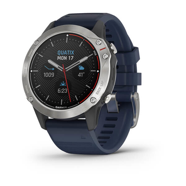 GARMIN-QUATIX-6-Gray-con-cinturino-in-silicone-Captain-Blue-RICONDIZIONATO-art.010-02158-91R