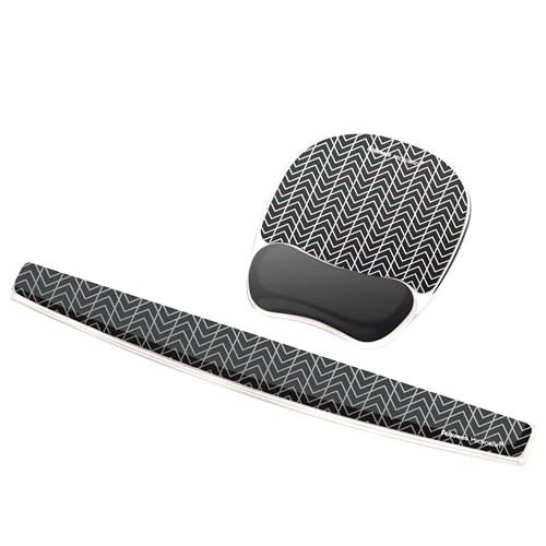 Fellowes-9653601-poggiapolso-Gel-Nero-Grigio--Fellowes-Gel-Keyboard-Wrist-Support---Chevron----Versione-UK