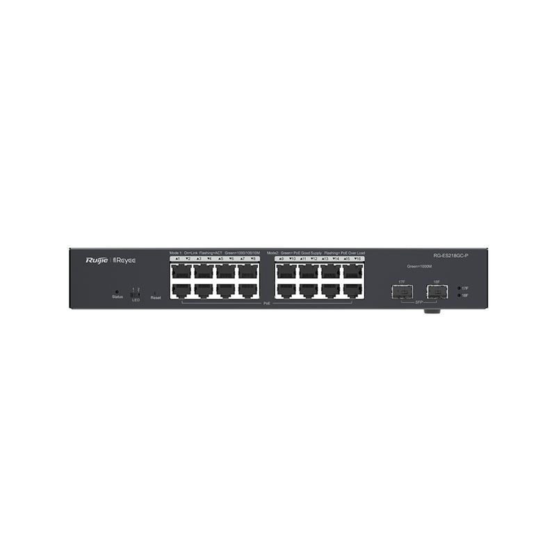 Switch-Ruijie-16xGb-RJ45-POE-POE-2-slot-SFP-240-W