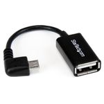 StarTech.com Cavo Adattatore micro USB a USB femmina angolato a destra OTG da viaggio 12cm M/F - Nero