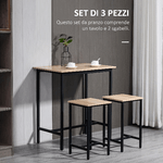 HOMCOM-Set-Tavolo-con-2-Sgabelli-da-Cucina-Stile-Industriale-in-Legno-e-Acciaio-Colore-Naturale-e-Nero