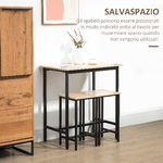 HOMCOM-Set-Tavolo-con-2-Sgabelli-da-Cucina-Stile-Industriale-in-Legno-e-Acciaio-Colore-Naturale-e-Nero