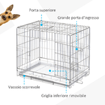 PawHut-Kennel-Gabbia-per-Cani-Pieghevole-in-Acciaio-Porta-con-Blocco