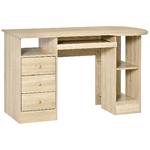 HOMCOM Scrivania da PC per Ufficio con Scaffali, Cassetti e Ripiano Testiera in Legno, 125x60x74cm