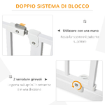 PawHut-Cancelletto-di-Sicurezza-per-Cani-in-Acciaio-e-ABS-Estensibile-75-145cm-per-Scale-e-Porte-Bianco