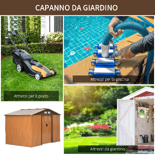 Outsunny-Casetta-da-Giardino-con-Base-e-Doppie-Porte-Scorrevoli-in-Lamiera-di-Acciaio-Capanno-da-Giardino-in-Acciaio-277x195x192cm-Gialla