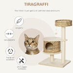 PawHut-Albero-Tiragraffi-per-Gatti-Adulti-e-Gattini-da-95cm-Cuccia-e-Casetta-per-Gatti-in-Rattan-e-Pali-in-Sisal