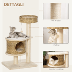 PawHut-Albero-Tiragraffi-per-Gatti-Adulti-e-Gattini-da-95cm-Cuccia-e-Casetta-per-Gatti-in-Rattan-e-Pali-in-Sisal