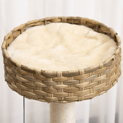 PawHut-Albero-Tiragraffi-per-Gatti-Adulti-e-Gattini-da-95cm-Cuccia-e-Casetta-per-Gatti-in-Rattan-e-Pali-in-Sisal