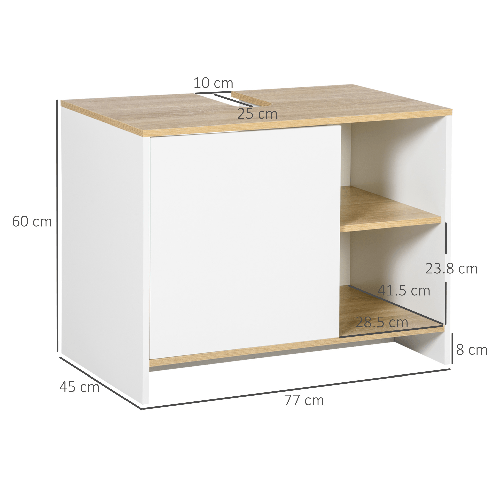 kleankin-Mobile-Bagno-Sottolavabo-con-Armadietto-e-2-Mensole-in-Legno-Truciolare-77-x-45-x-60cm-Bianco-e-Color-Legno