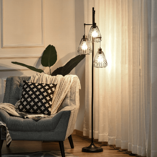 HOMCOM-Lampada-da-Terra-Vintage-Industriale-in-Metallo-Nero-Lampada-a-Piantana-da-Terra-Moderna-Ф35-x-170cm