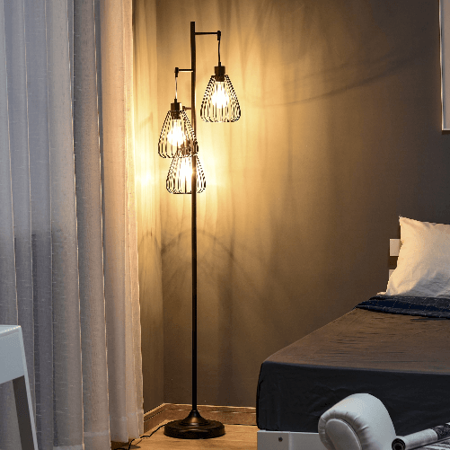 HOMCOM-Lampada-da-Terra-Vintage-Industriale-in-Metallo-Nero-Lampada-a-Piantana-da-Terra-Moderna-Ф35-x-170cm