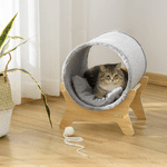 PawHut-Cuccia-per-Gatti-con-Tiragraffi-e-Cuscino-Imbottito-Casetta-per-Gatti-a-Tunnel-41x40x47cm-Grigio