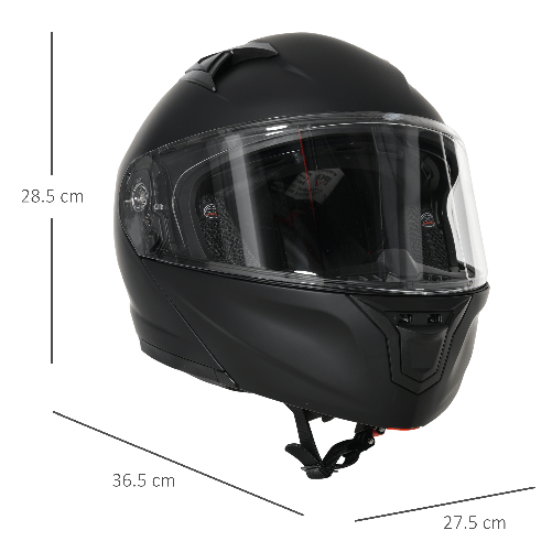 HOMCOM-Casco-Moto-Integrale-con-Visiera-Esterna-e-Parasole-Slot-per-Bluetooth-e-ECE-R22-Taglia-M-57-58cm-Nero