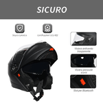 HOMCOM-Casco-Moto-Integrale-con-Visiera-Esterna-e-Parasole-Slot-per-Bluetooth-e-ECE-R22-Taglia-M-57-58cm-Nero