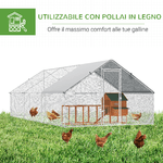 PawHut-Pollaio-da-Giardino-con-Telaio-Zincato-Copertura-Impermeabile-e-Rete-Esagonale-3x6x2m-Argento