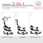 HOMCOM-Macchina-con-Maniglione-per-Bambini-Licenza-Mercedes-Tettuccio-e-Barre-di-Sicurezza-Rimovibili-Bianco